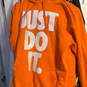 Nike Orange Hoodie with White Text